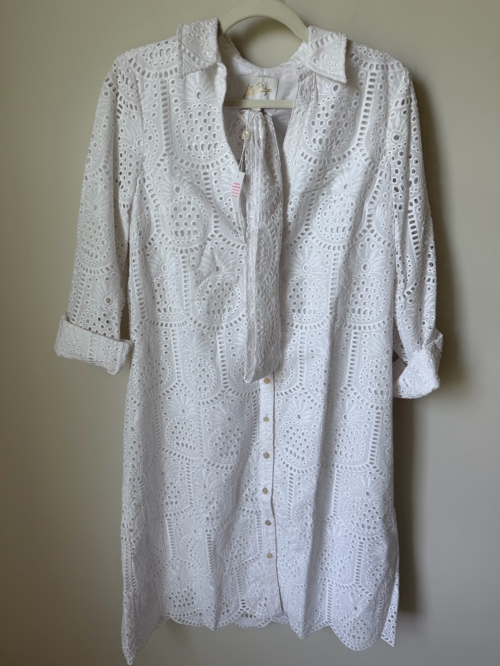 Lilly Pulitzer White Eyelet Button-Down Shirt Dress